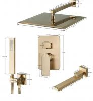 Смеситель скрытого монтажа матовое золото с изливом 8742FF